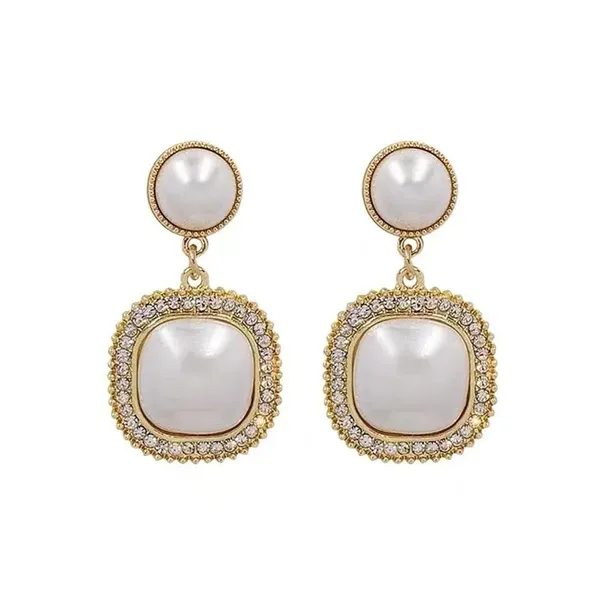 Antique_White_Rectangle_Stud_Earring_For_Women_|_Gold_Plated_Stylish_Crystal_Drop_Earrings