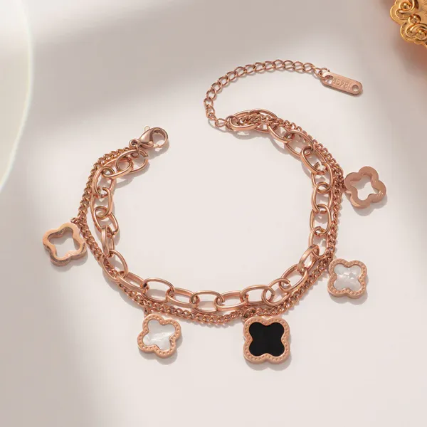 Rose_Gold_Clover_Bracelet_for_Women_|_Waterproof_Stainless_Steel_Adjustable_Double_Layer_Bracelet