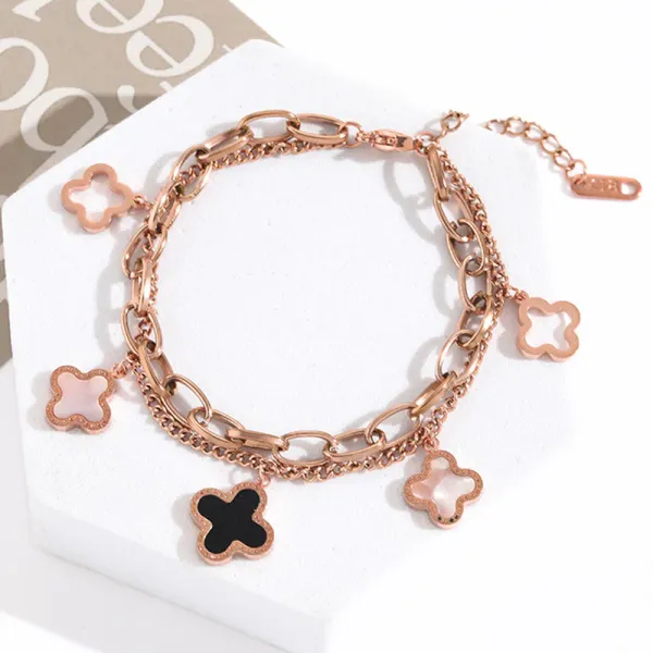 Rose_Gold_Clover_Bracelet_for_Women_|_Waterproof_Stainless_Steel_Adjustable_Double_Layer_Bracelet