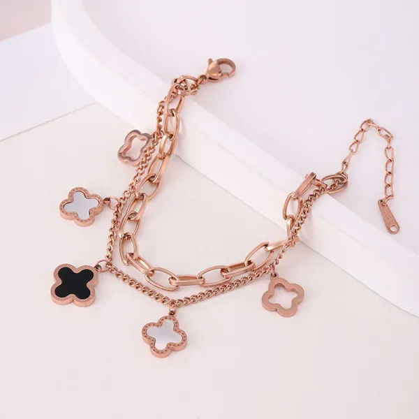 Rose_Gold_Clover_Bracelet_for_Women_|_Waterproof_Stainless_Steel_Adjustable_Double_Layer_Bracelet