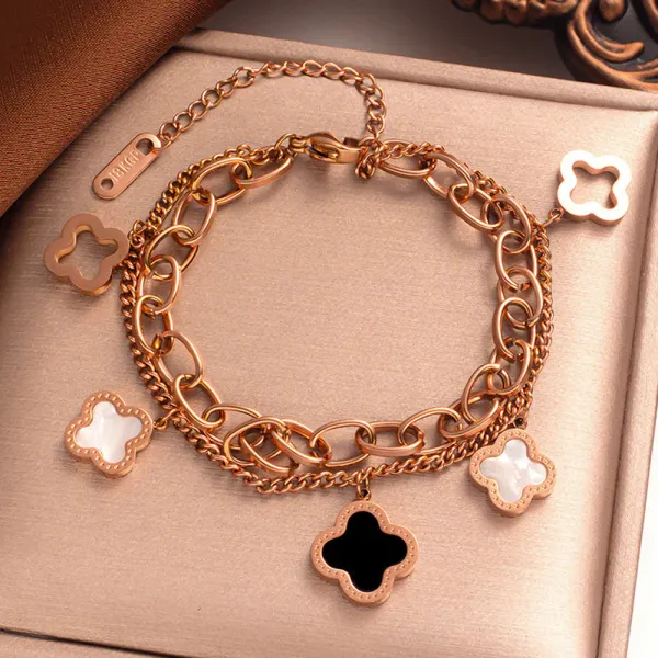 Rose_Gold_Clover_Bracelet_for_Women_|_Waterproof_Stainless_Steel_Adjustable_Double_Layer_Bracelet