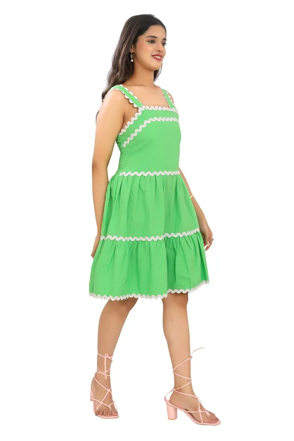 Green_Cotton_Poplin_Short_length_Spaghetti_with_zigzag_lace_Dress__For_Women