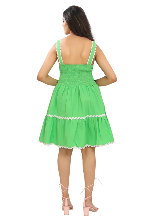 Green_Cotton_Poplin_Short_length_Spaghetti_with_zigzag_lace_Dress__For_Women