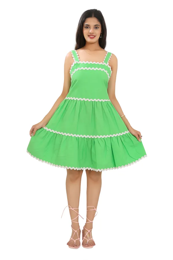 Green_Cotton_Poplin_Short_length_Spaghetti_with_zigzag_lace_Dress__For_Women