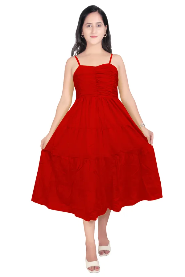Red_Cotton_Poplin_Spaghetti_Long_Dress_For_Women