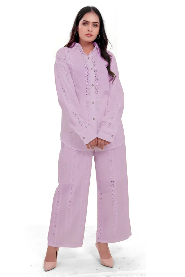 Lavendar_color_Cotton_Schiffli_Shirt_And_Palazzo_Co-Ord_Set_For_Women