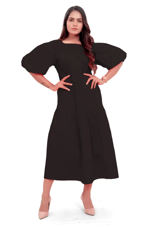 Black_Cotton_Poplin_Full_Length_Long_Dress_For_Women