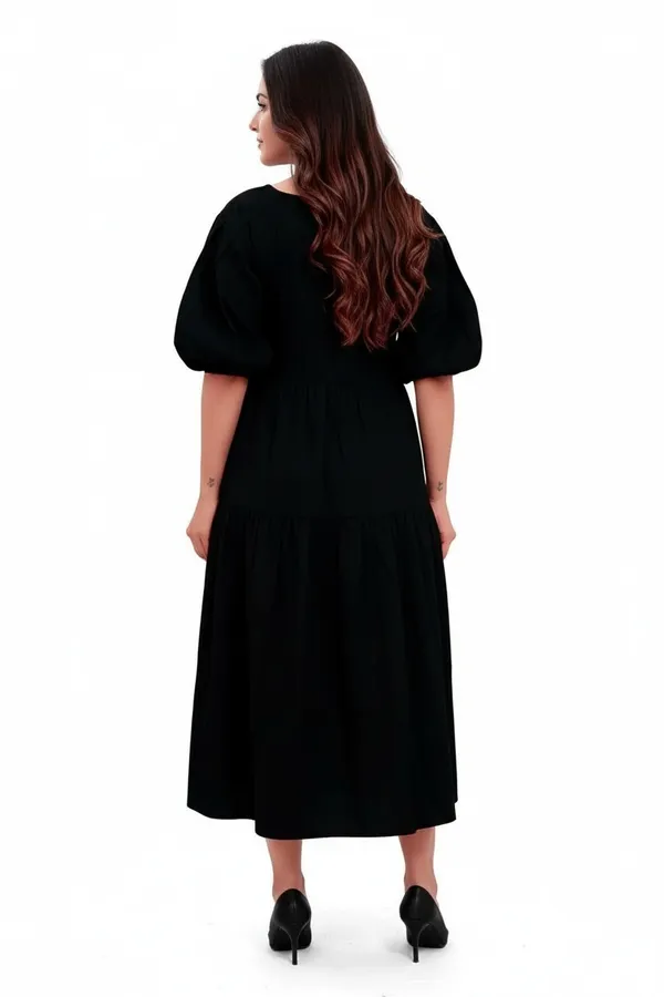 Black_Cotton_Poplin_Full_Length_Long_Dress_For_Women