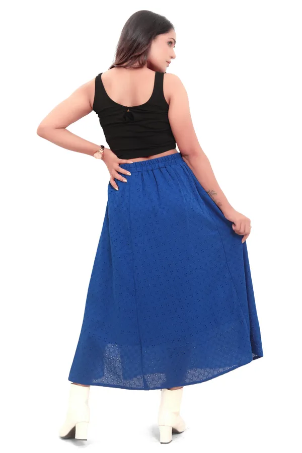Blue_Cotton_Schiffli_Slit_Cut_Skirt_For_Women