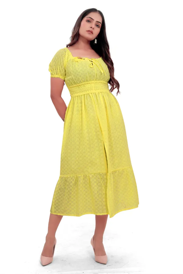 Lime_Green_Cotton_Schiffli_Long_Dress_For_Women