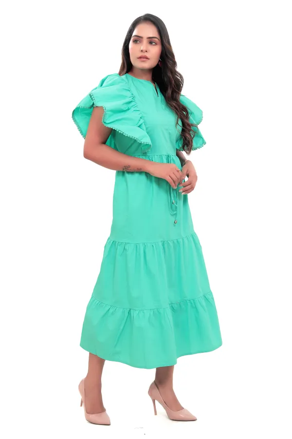 Light_Green_Cotton_Poplin_A_Line_Frill_And_String_Long_Dress_For_Women