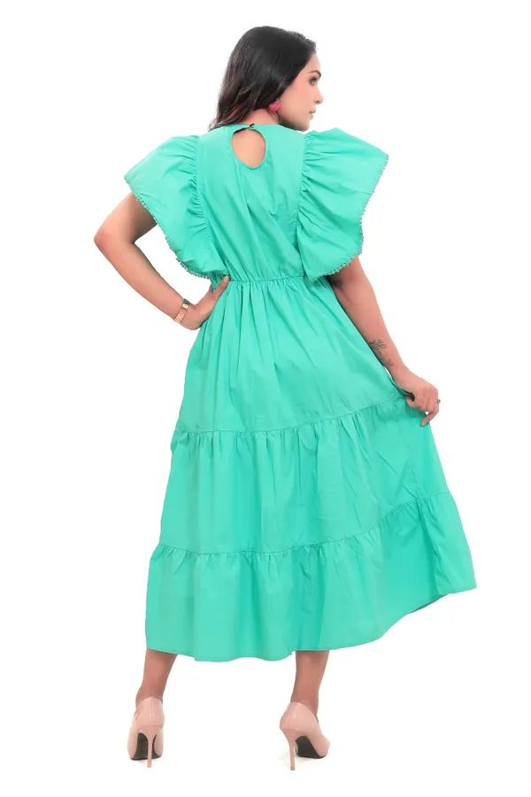 Light_Green_Cotton_Poplin_A_Line_Frill_And_String_Long_Dress_For_Women