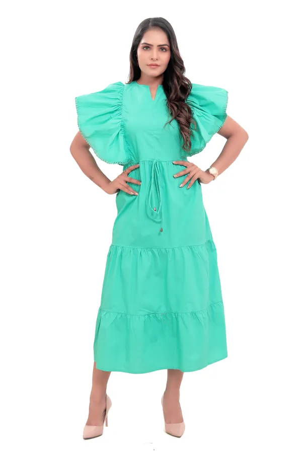 Light_Green_Cotton_Poplin_A_Line_Frill_And_String_Long_Dress_For_Women
