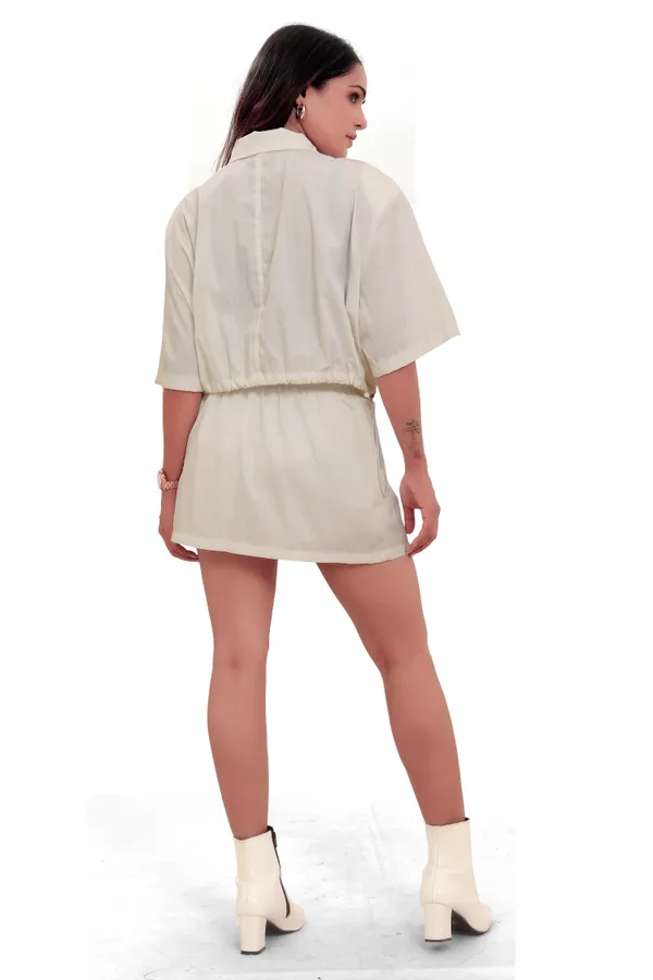 White_Cotton_Poplin_Skirt_And_Zipper_Top_Co-Ord_Set_For_Women