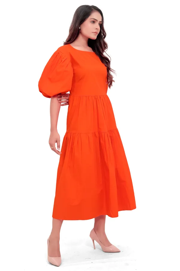 Orange_Cotton_Poplin_Full_Length_Long_Dress_For_Women