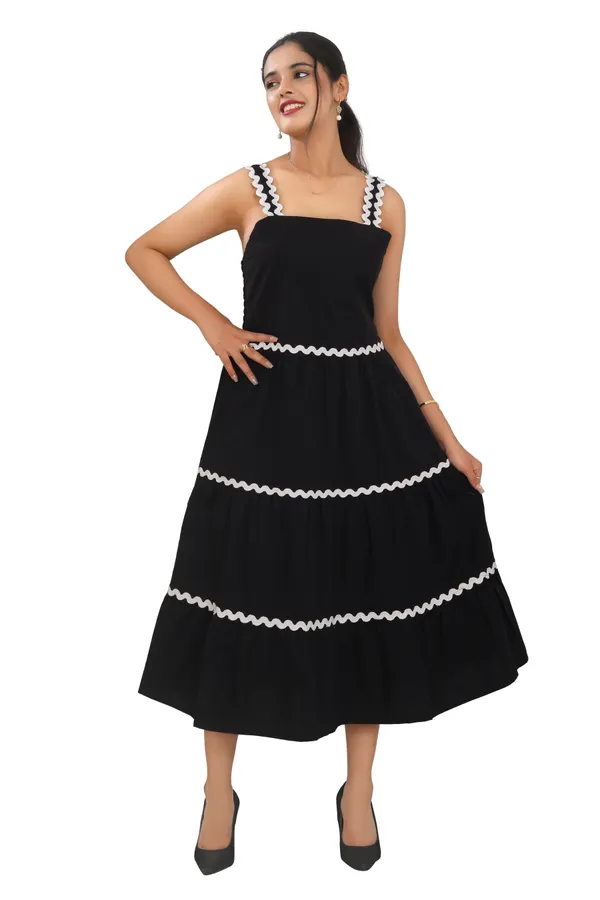 Black_Cotton_Poplin_Long_length_Spaghetti_with_zigzag_lace_Dress__For_Women