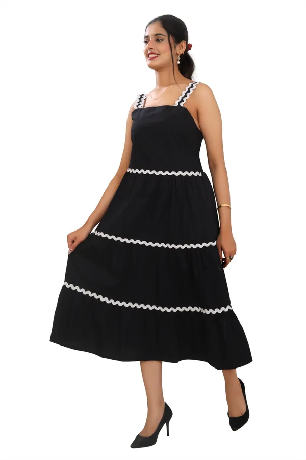 Black_Cotton_Poplin_Long_length_Spaghetti_with_zigzag_lace_Dress__For_Women