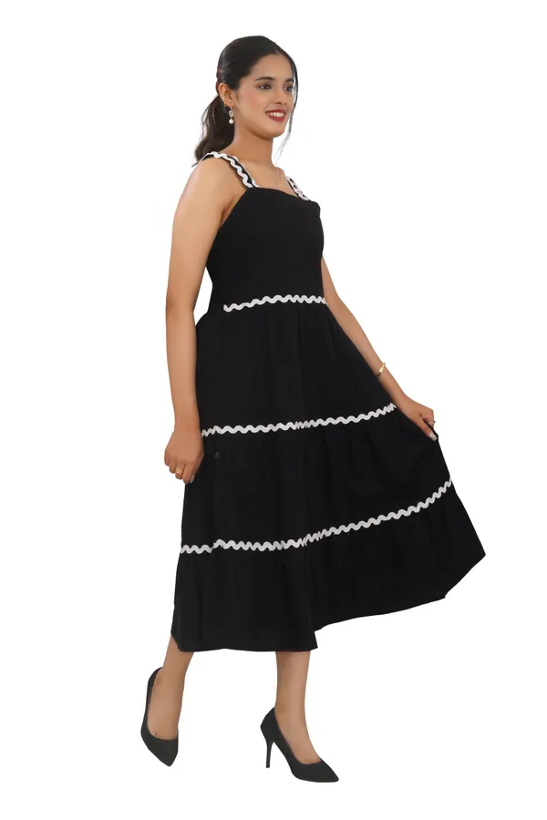 Black_Cotton_Poplin_Long_length_Spaghetti_with_zigzag_lace_Dress__For_Women