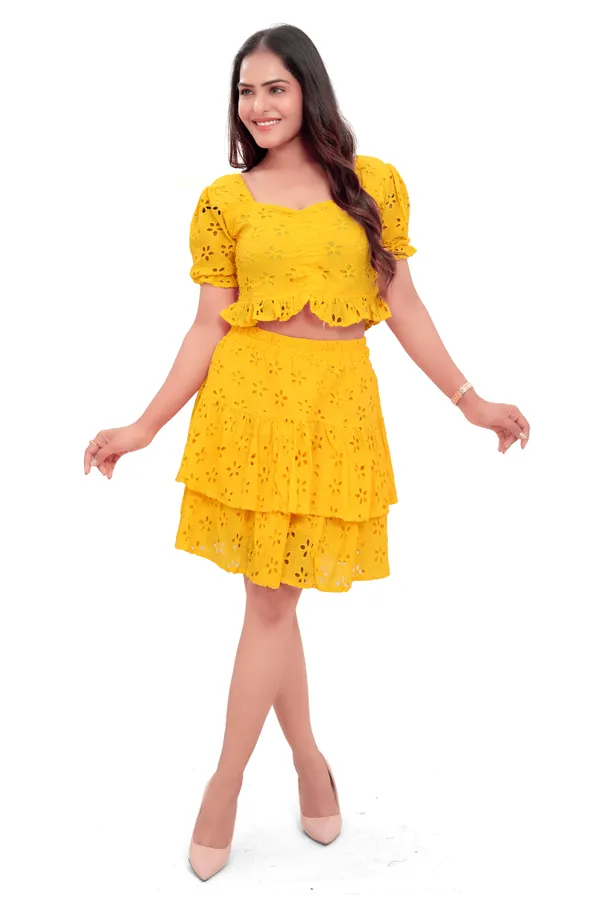 Yellow_Cotton_Schiffli_Co-Ord_Set_For_Women
