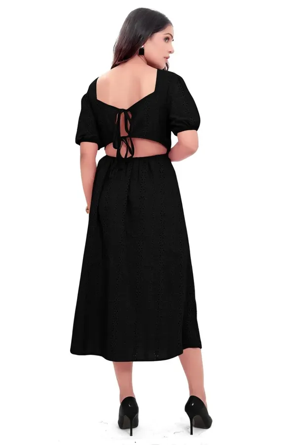 Black_Cotton_Schiffli_Slit_Cut_Back_Open_Long_Dress_For_Women