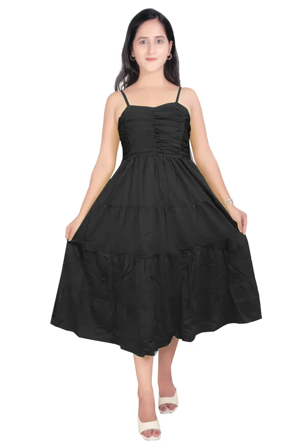 Black_Cotton_Poplin_Spaghetti_Long_Dress_For_Women