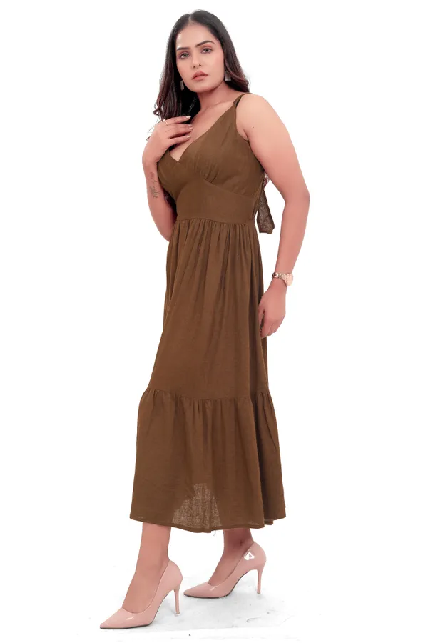 Brown_Cotton_Linen_Spaghetti_With_Back_Knot_Style_Long_Dress_For_Women
