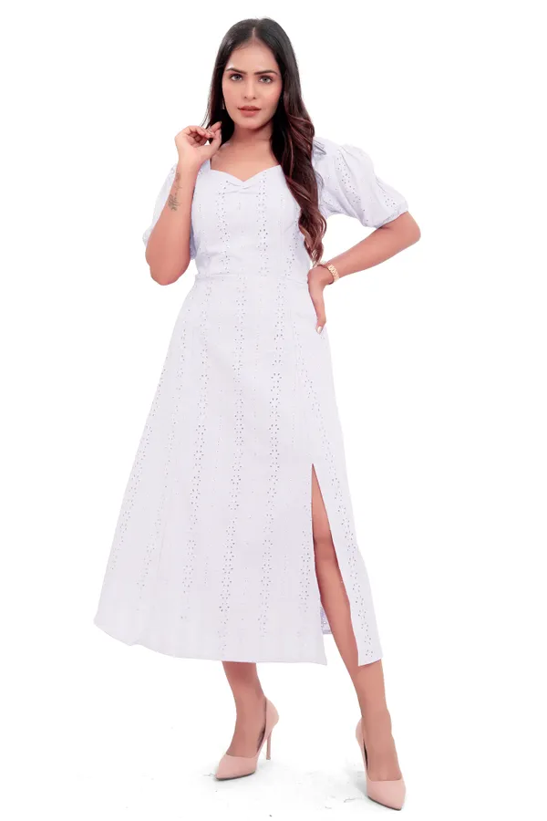 White_Cotton_Schiffli_Slit_Cut_Back_Open_Long_Dress_For_Women