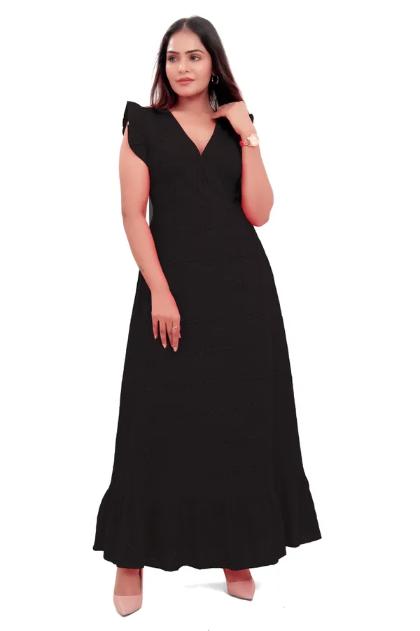 Black_Cotton_Schiffli_Back_Knot_Long_Dress_For_Women