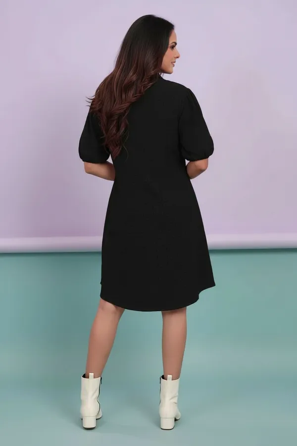 Black_Cotton_Schiffli_Shirt_Style_Short_Dress_For_Women