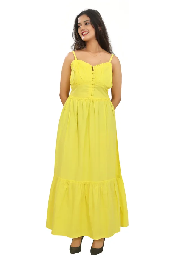 Lime_Green_Cotton_Poplin_Long_length_Spaghetti_Frill_Dress__For_Women