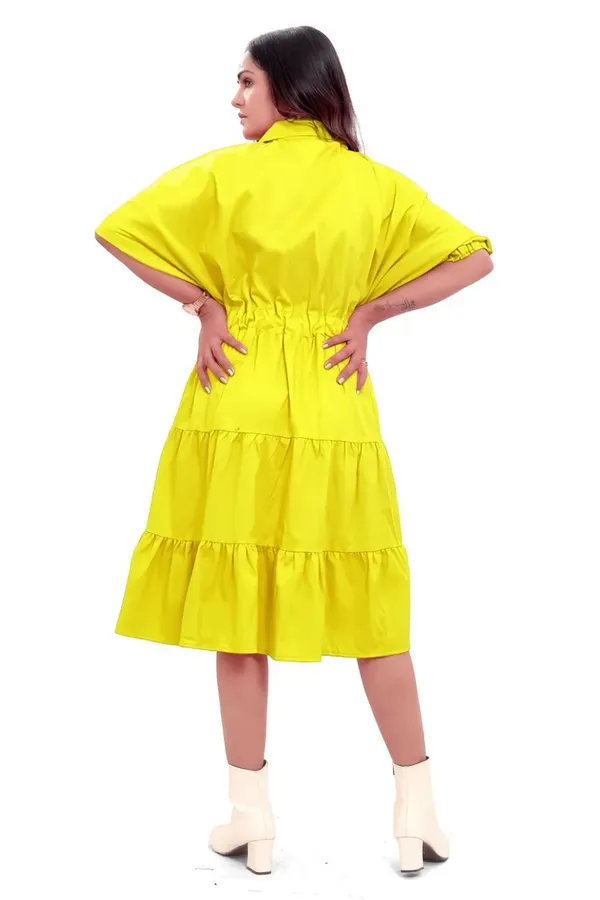 Lime_Green_Cotton_Poplin_Coat_Collar_Frill_Short_Dress_For_Women