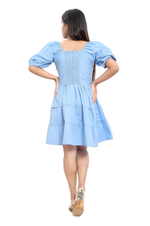 Sky_Blue_Cotton_Poplin_Frill_Short_Dress_For_Women