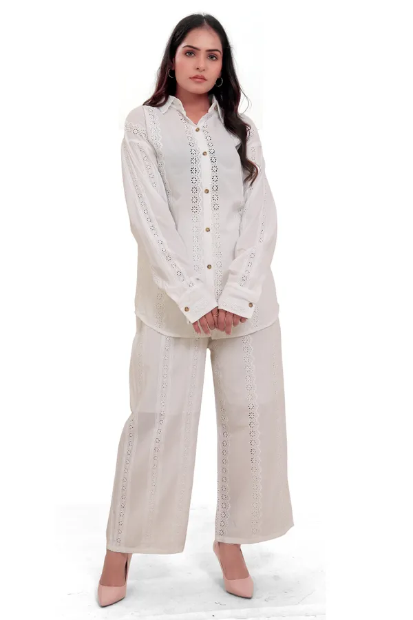 White_Cotton_Schiffli_Shirt_And_Palazzo_Co-Ord_Set_For_Women
