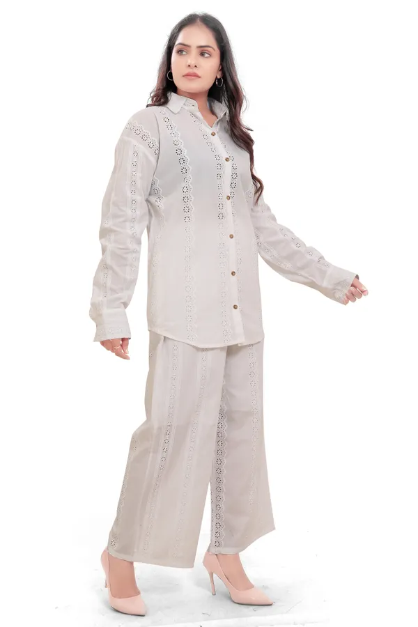 White_Cotton_Schiffli_Shirt_And_Palazzo_Co-Ord_Set_For_Women
