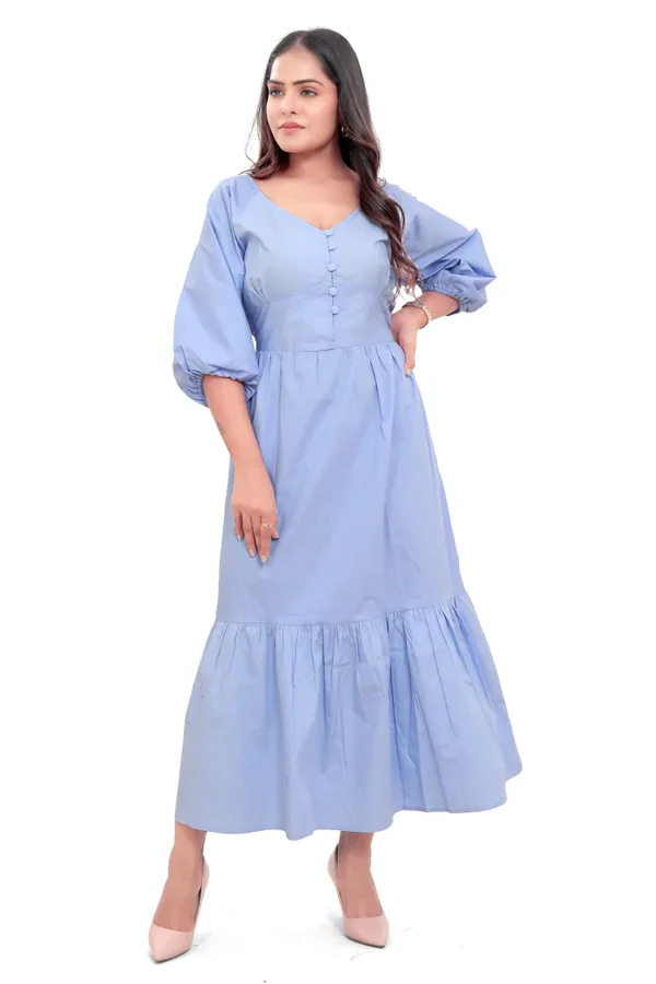 Sky_Blue_Cotton_Poplin_Long_A-Line_Long_Dress_For_Women
