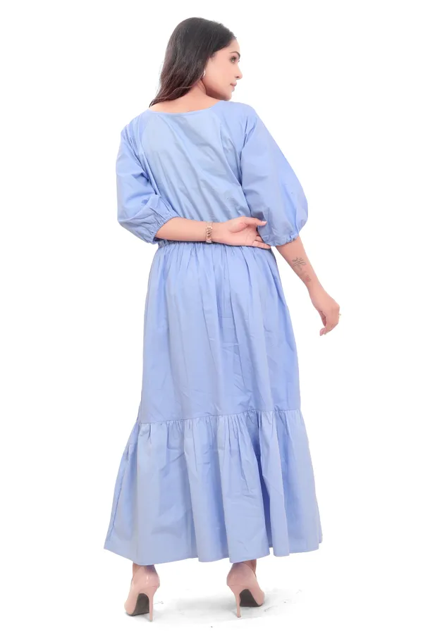 Sky_Blue_Cotton_Poplin_Long_A-Line_Long_Dress_For_Women
