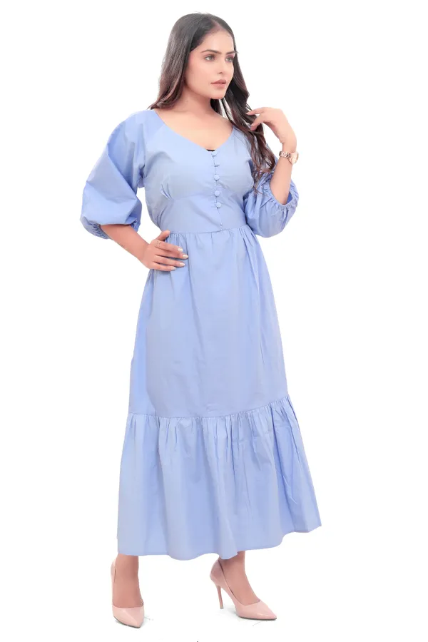Sky_Blue_Cotton_Poplin_Long_A-Line_Long_Dress_For_Women