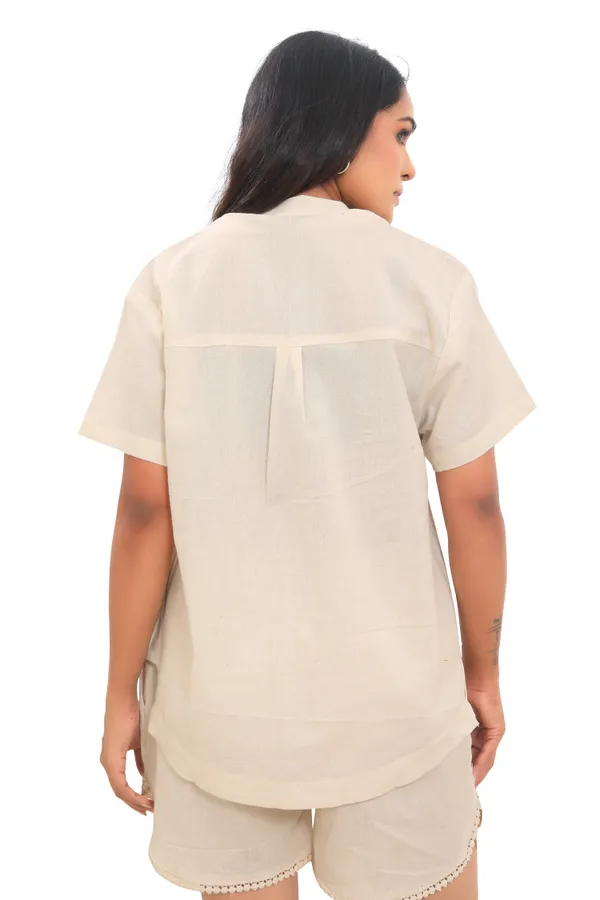 Off-White_Cotton_Linen_Coat_Style_Collar_Shirt_Top_For_Women