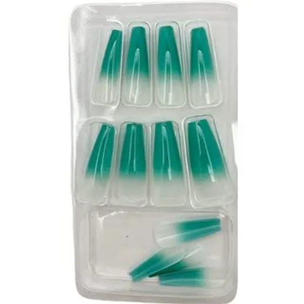 Elf_Green_Ballerina_Shaped_Press_On_Artificial/Fake_Nails,_1_Sheet_Nail_Glue_Tabs_&_1_Nail_Glue_Bottle