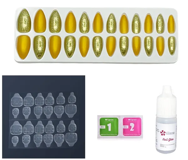 Gold_Tips_Glitter_&_Matte_Press_On_Artificial_Nails/Fake_Nails_With_1_Nail_Glue_Kit