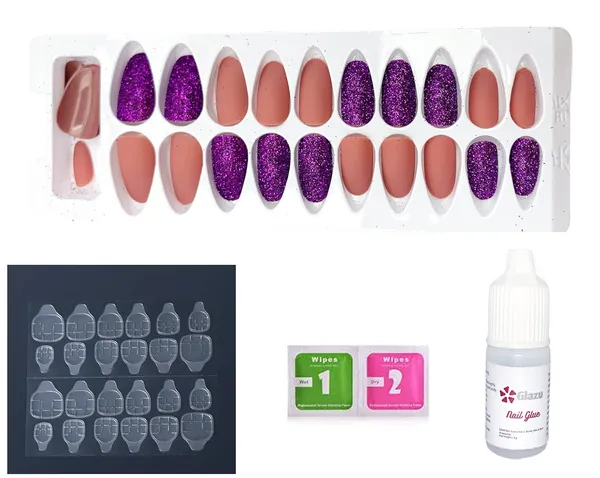 Honey_Flower_Designer_Glitter_&_Matte_Press_On_Fake_Nails_|_Artificial_Nails_|_Almond_Shape_With_Nail_Glue_Kit