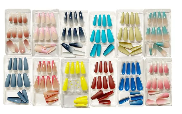 Ballerina_Shape_Long_Artificial_Nails/Fake_Nails_Pack_Of_12_Nail_Sets