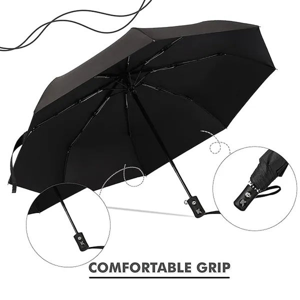 GLAZU_Automatic_Open_Close_8_Ribs_Compact_Umbrella_(Black)__Durable_Windproof_Travel_Umbrella_with_Strong_Frame_|_Lightweight_Rain_Gear_for_Men_&_Women