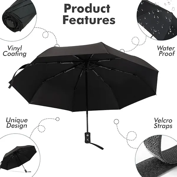 GLAZU_Automatic_Open_Close_8_Ribs_Compact_Umbrella_(Black)__Durable_Windproof_Travel_Umbrella_with_Strong_Frame_|_Lightweight_Rain_Gear_for_Men_&_Women