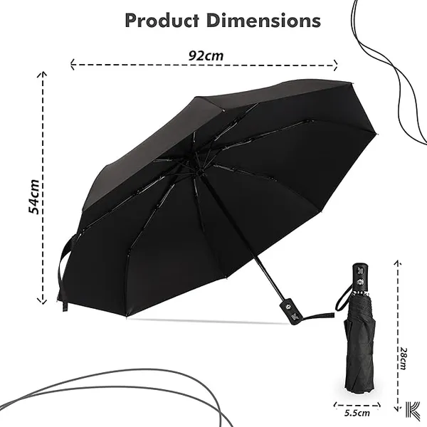 GLAZU_Automatic_Open_Close_8_Ribs_Compact_Umbrella_(Black)__Durable_Windproof_Travel_Umbrella_with_Strong_Frame_|_Lightweight_Rain_Gear_for_Men_&_Women