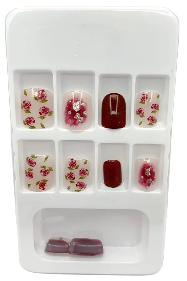 Mahogany_Designer_Press_On_Artificial_Nails/Fake_Nails_Almond/Squoval_With_1_Glue_Kit