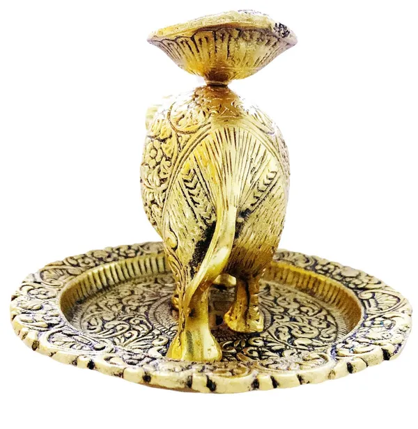 Golden_Oxidized_Metal_Religious_Elephant_With_Diya_Handmade_Antique_Handicraft_For_Home_Decor_Item