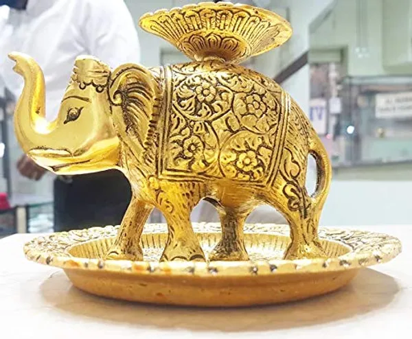Golden_Oxidized_Metal_Religious_Elephant_With_Diya_Handmade_Antique_Handicraft_For_Home_Decor_Item