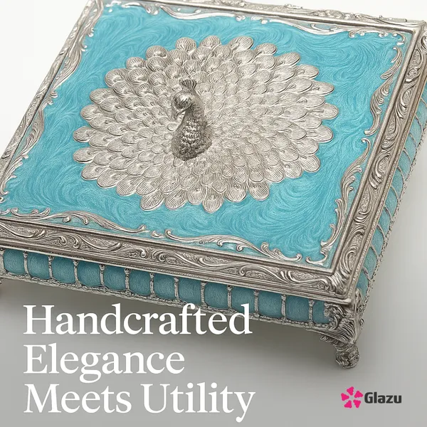 German_Silver_Peacock_Dry_Fruit_Box_(4_Compartments),_Blue_?_Elegant_Storage_for_Dry_Fruits,_Nuts,_Sweets,_and_Snacks_?_Premium_Quality_Gift_Box_for_Festivals_&_Occasions