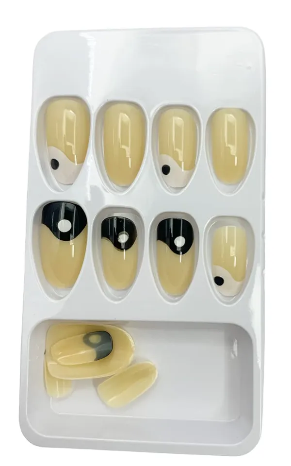Laser_Designer_Press_On_Artificial_Nails/Fake_Nails_Almond/Squoval_With_1_Glue_Kit